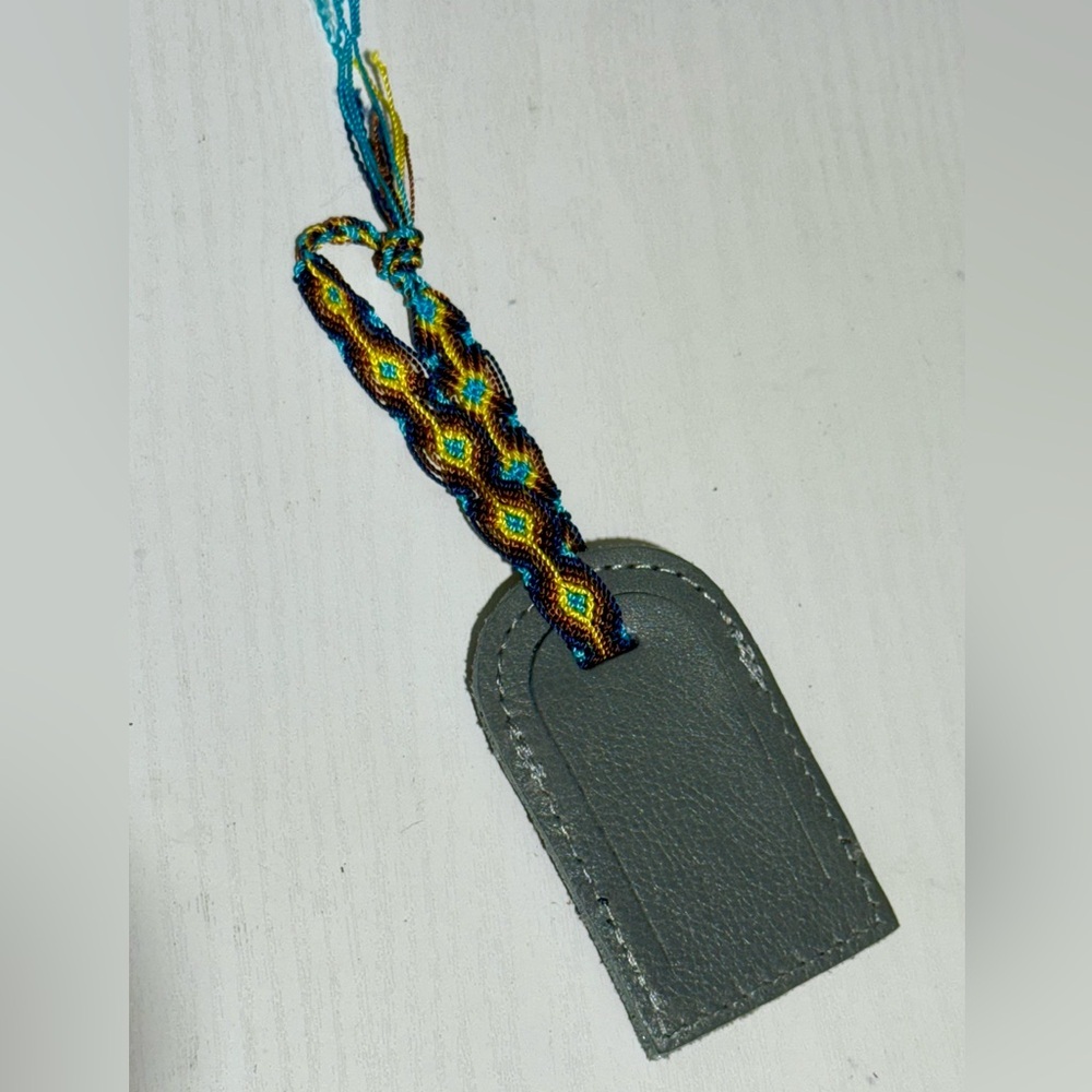 Consuela Gray Leather Luggage Tag